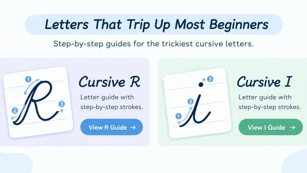 Cursive R and cursive I letter guides
