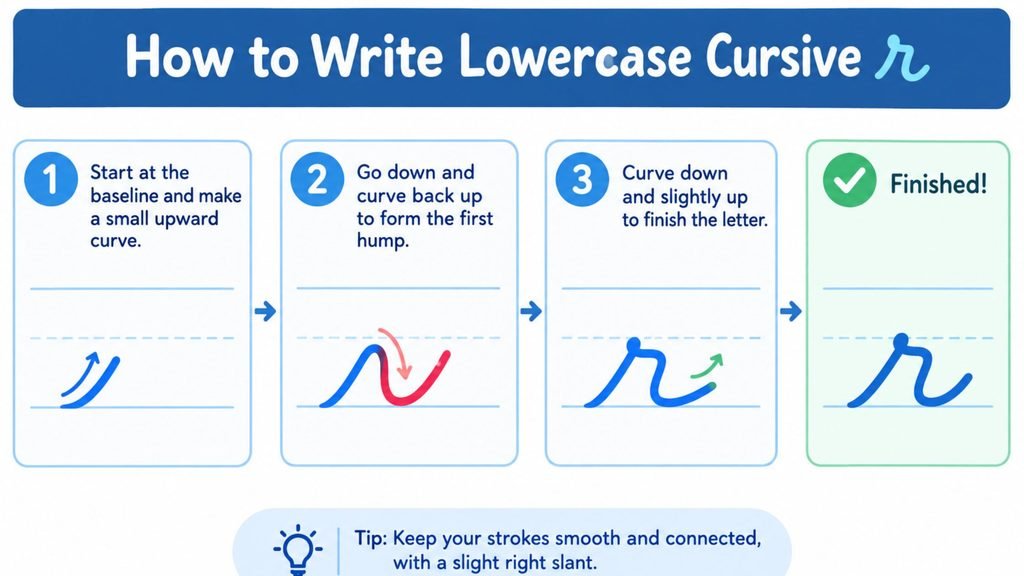 How to write lowercase cursive r stroke by stroke